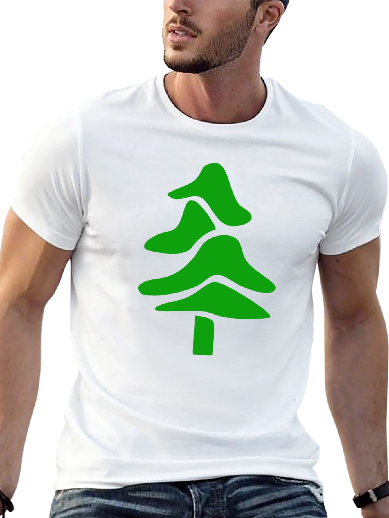 Green Tree Graphic Black T-Shirt