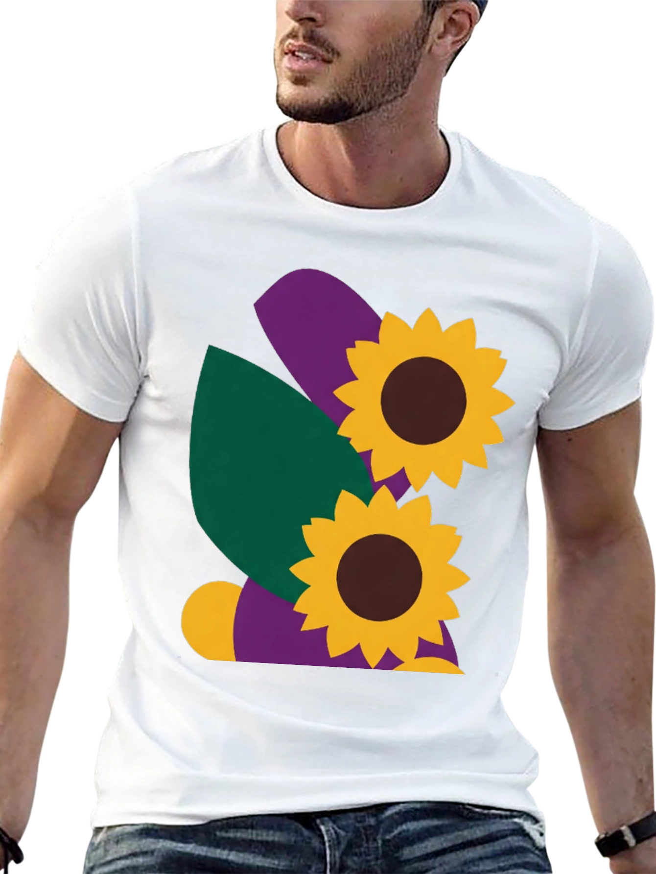 Sunflower Graphic Tee - Black Cotton Casual Shirt