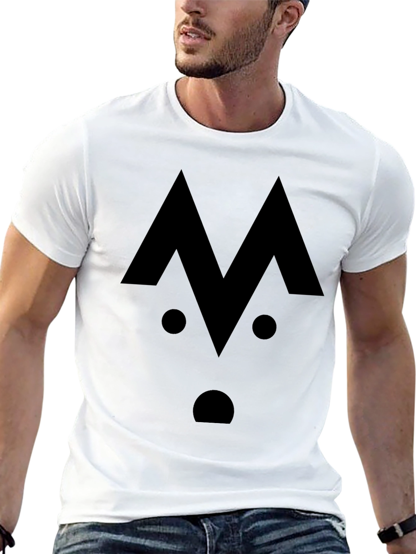 Geometric Face Black Graphic T-Shirt