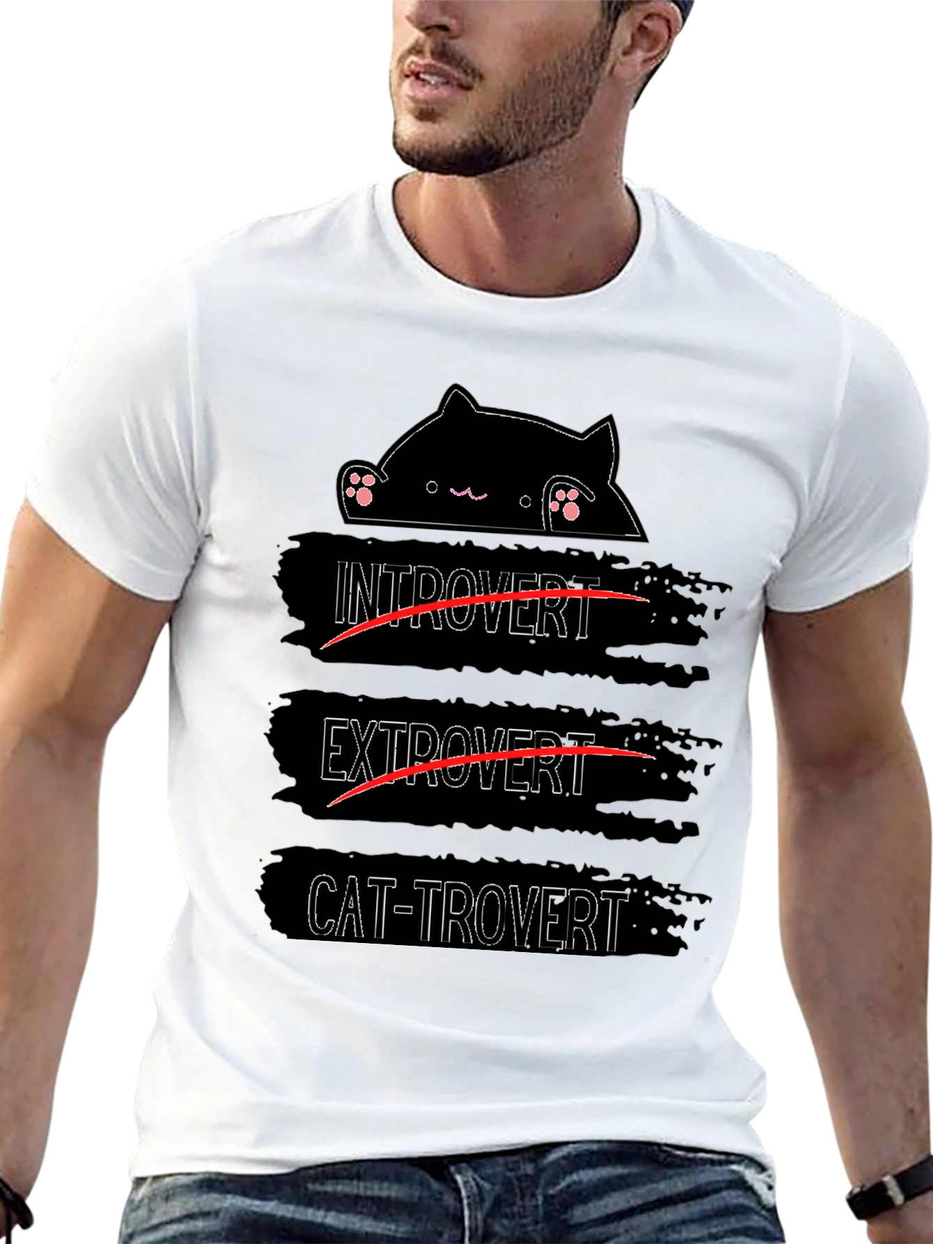 Cat-trovert T-Shirt - Introvert Extrovert Funny Cat Lover Tee
