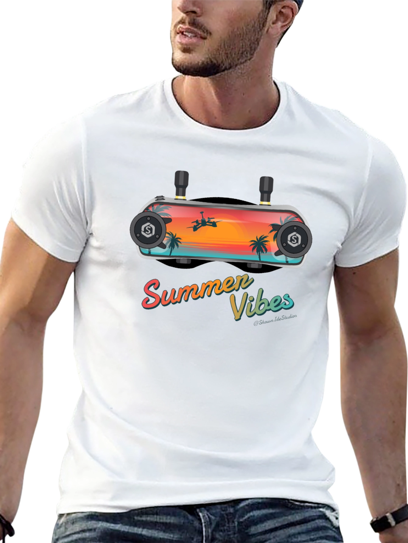 Summer Vibes FPV Goggles Graphic Tee - Black