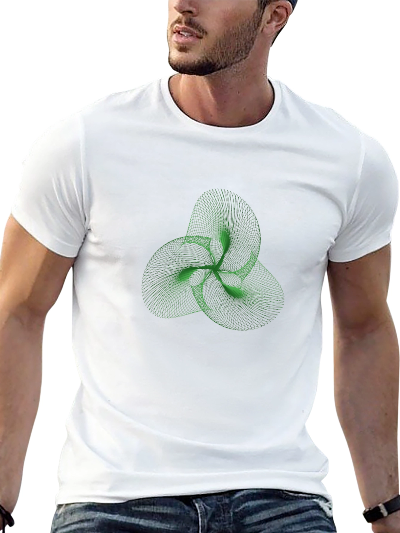 Abstract Green Trefoil Knot Graphic Tee
