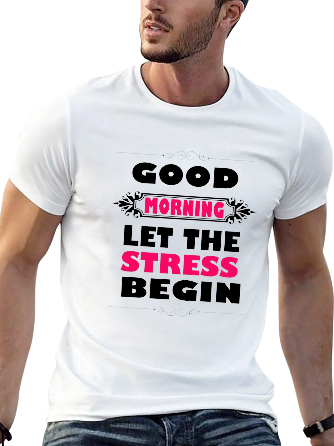 Humorous Good Morning Stress Mens Black Tee