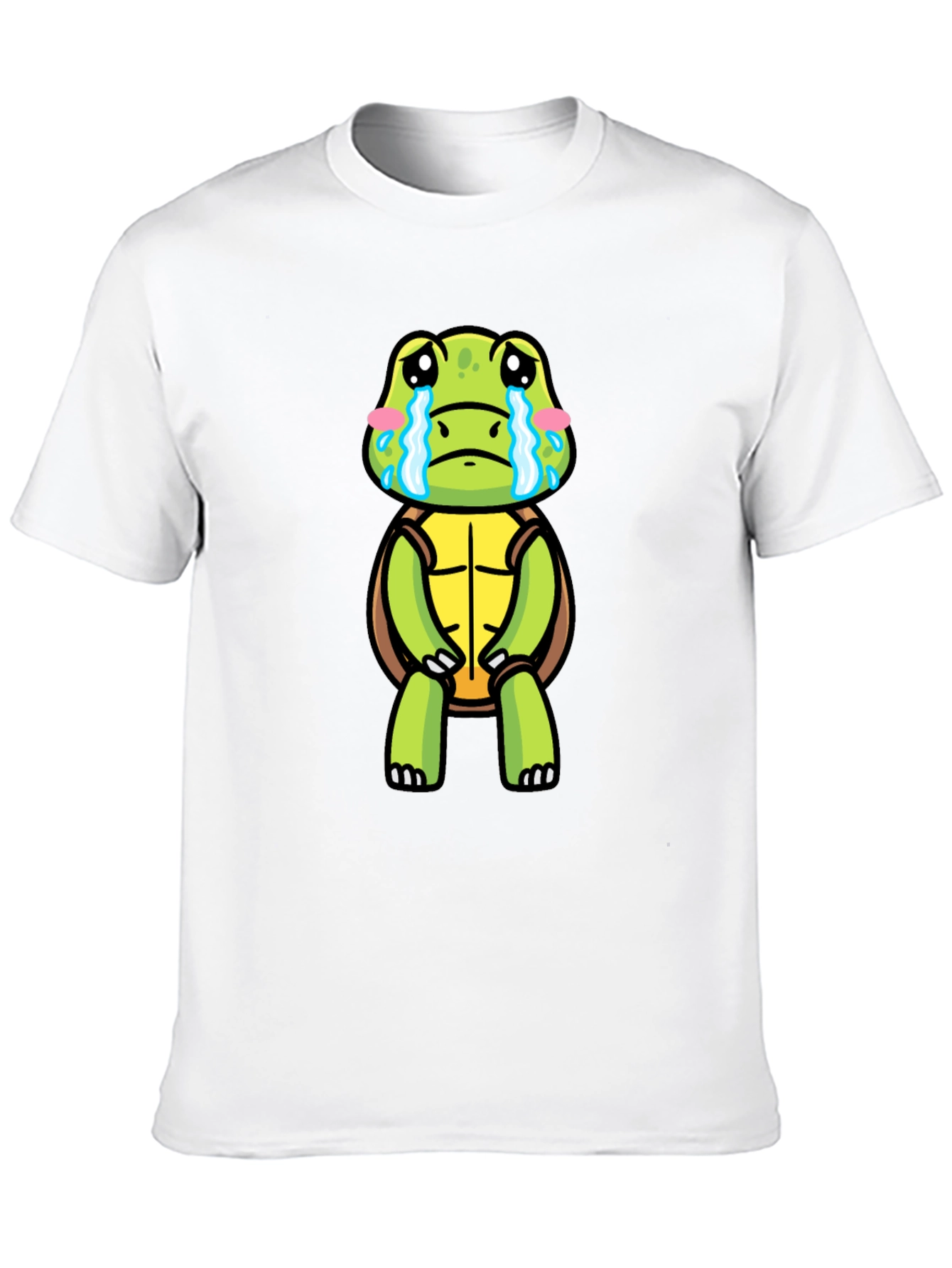 Sad Turtle Graphic T-Shirt - Black Short Sleeve