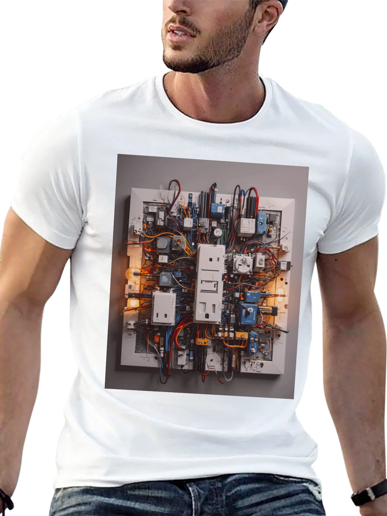 Circuit Board Graphic Tee - Unique Electrical Design Shirt
