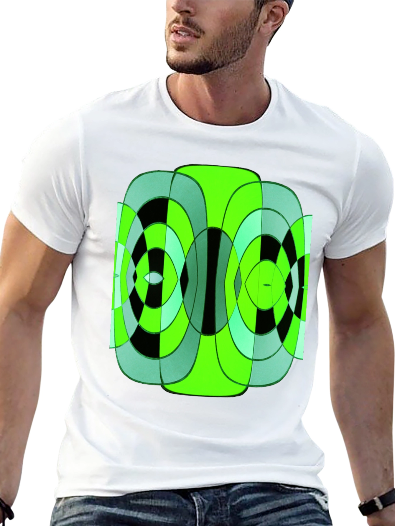 Abstract Geometric Green & Black T-Shirt