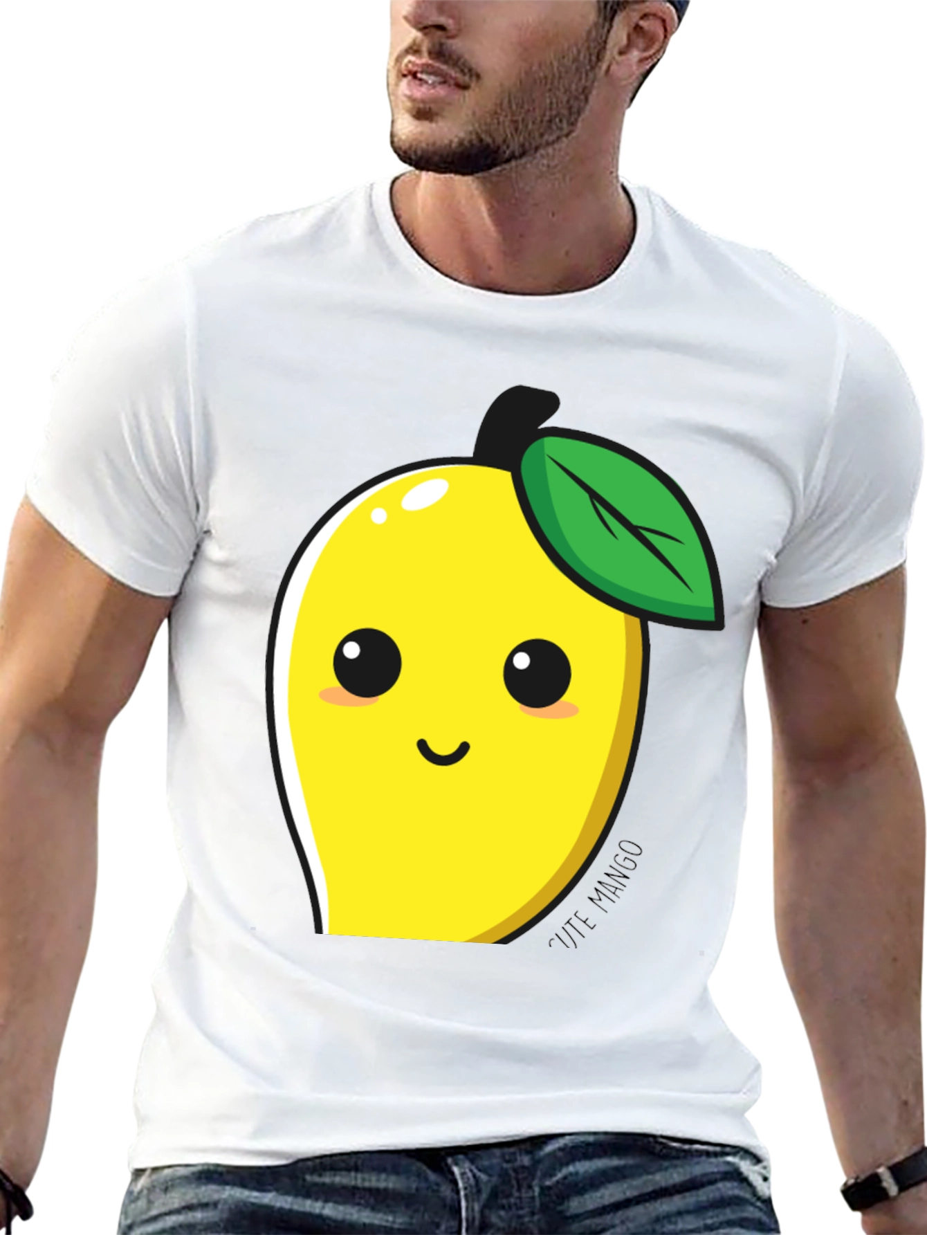 Cute Mango Graphic T-Shirt - Black Cotton Blend