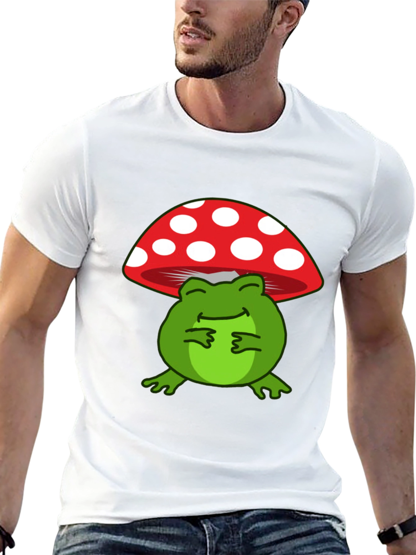 Frog on Mushroom Graphic T-Shirt