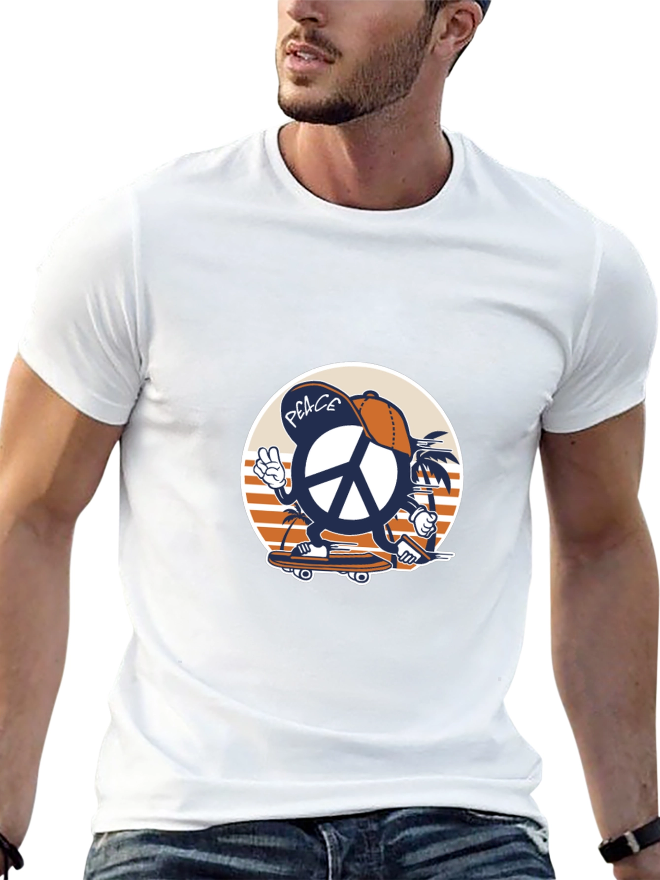 Cool Peace Sign Skateboard Graphic T-Shirt