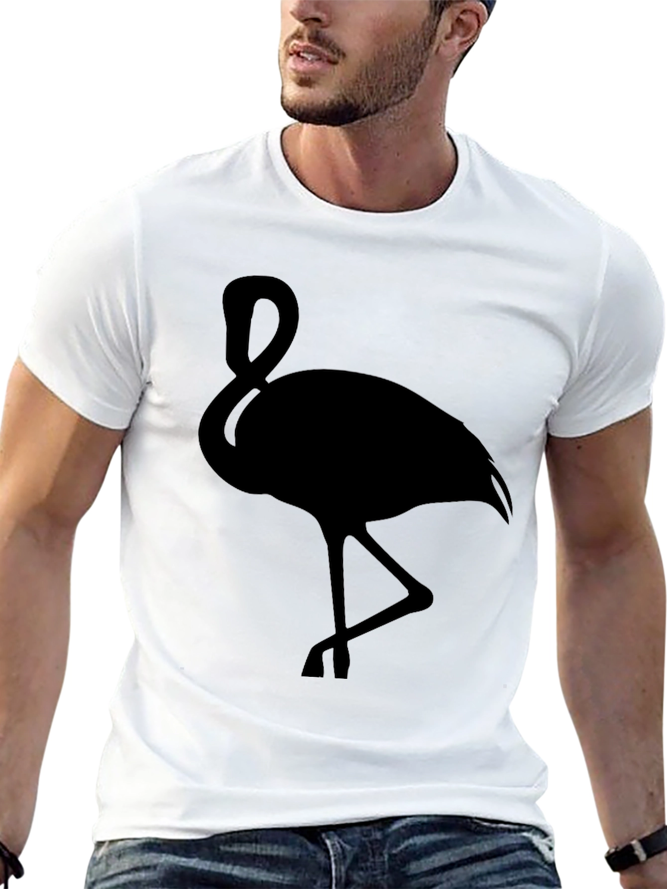 Black Flamingo Graphic Tee - Stylish Bird Silhouette