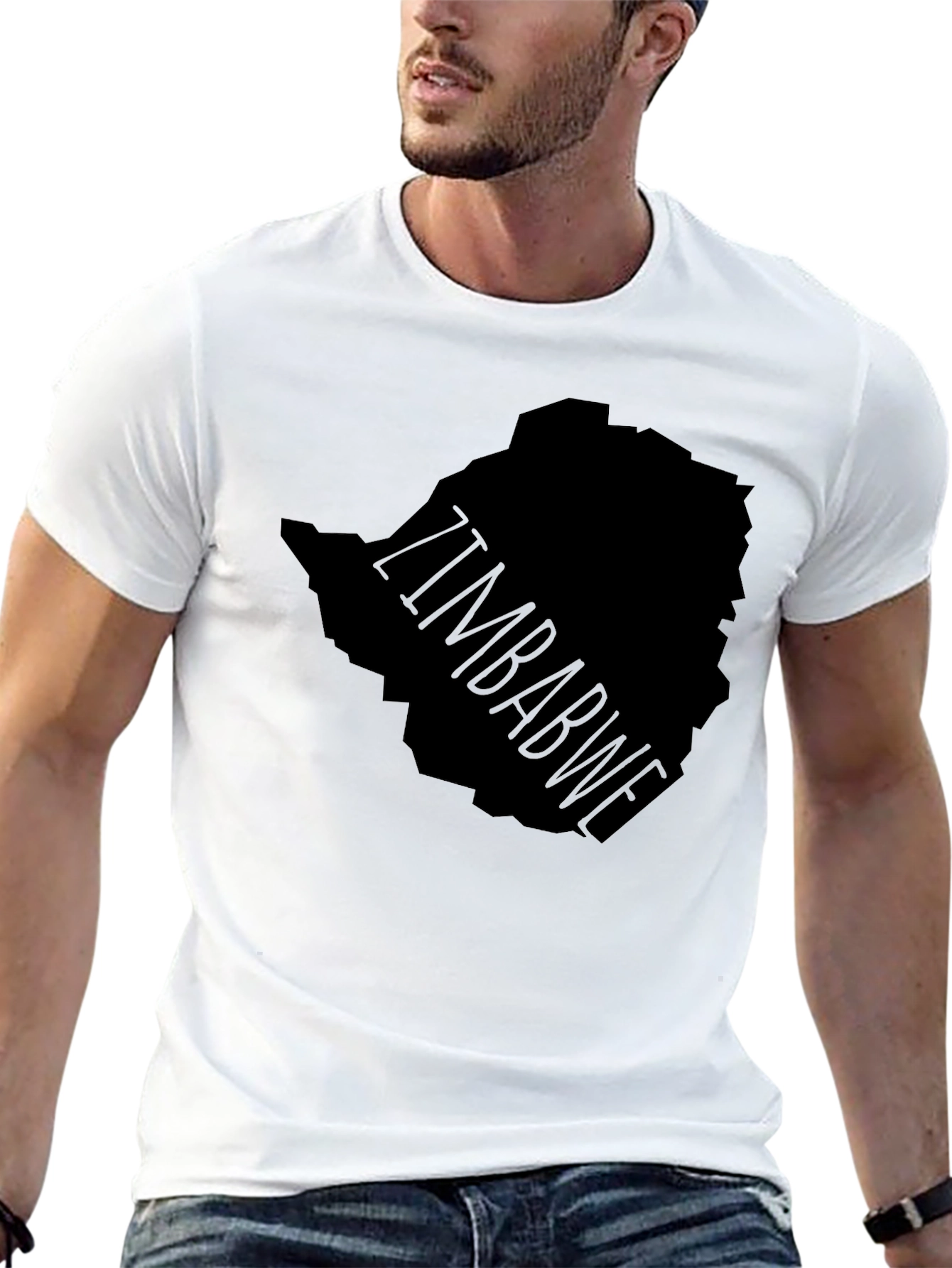 Zimbabwe Map Graphic Tee - Black Print
