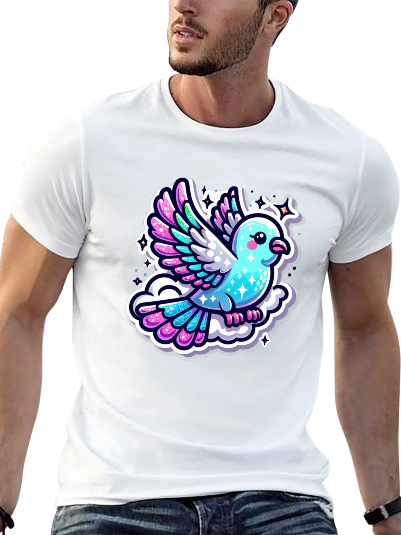 Cartoon Bird Graphic T-Shirt