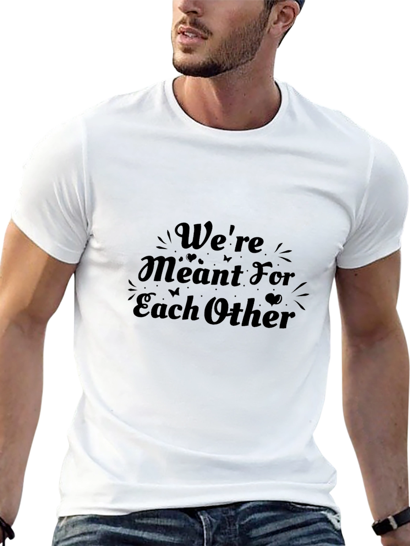 Romantic Meant For Each Other Black T-Shirt