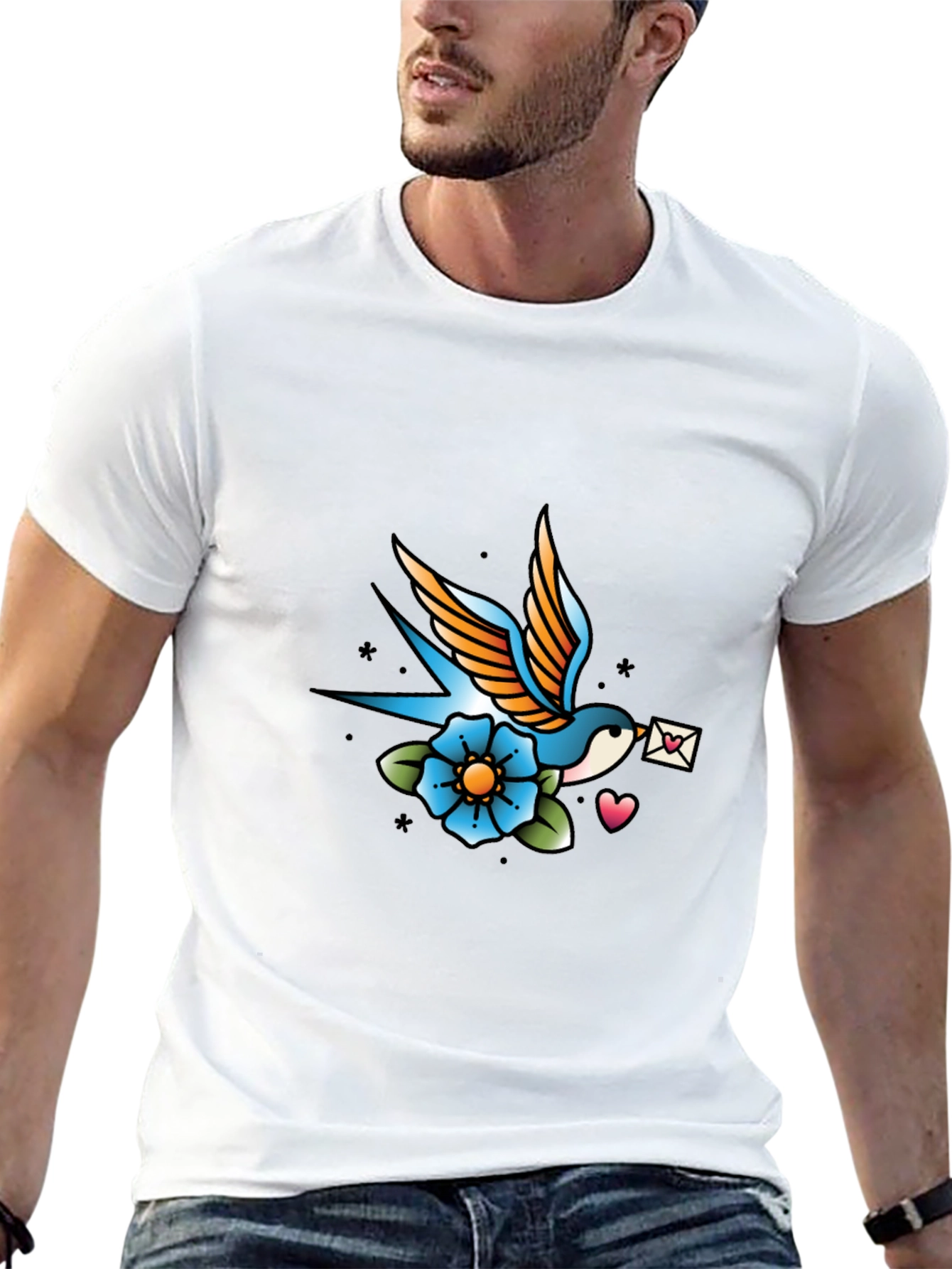 Retro Swallow Tattoo Graphic T-Shirt