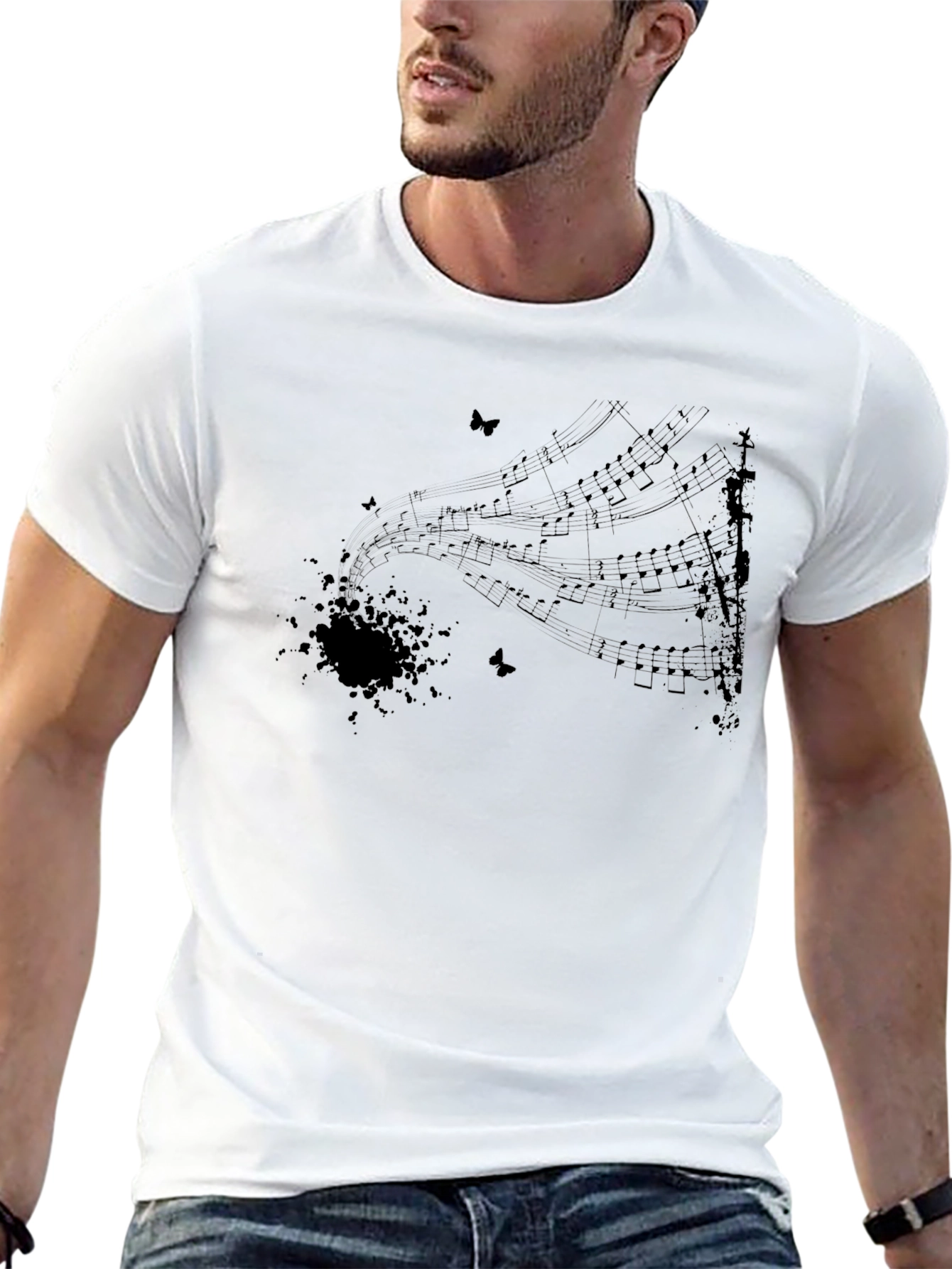 Music Notes T-Shirt - Black Graphic Tee