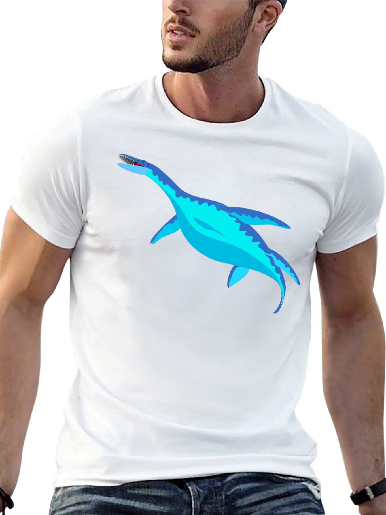 Cool Plesiosaur Graphic Tee - Black Cotton T-Shirt
