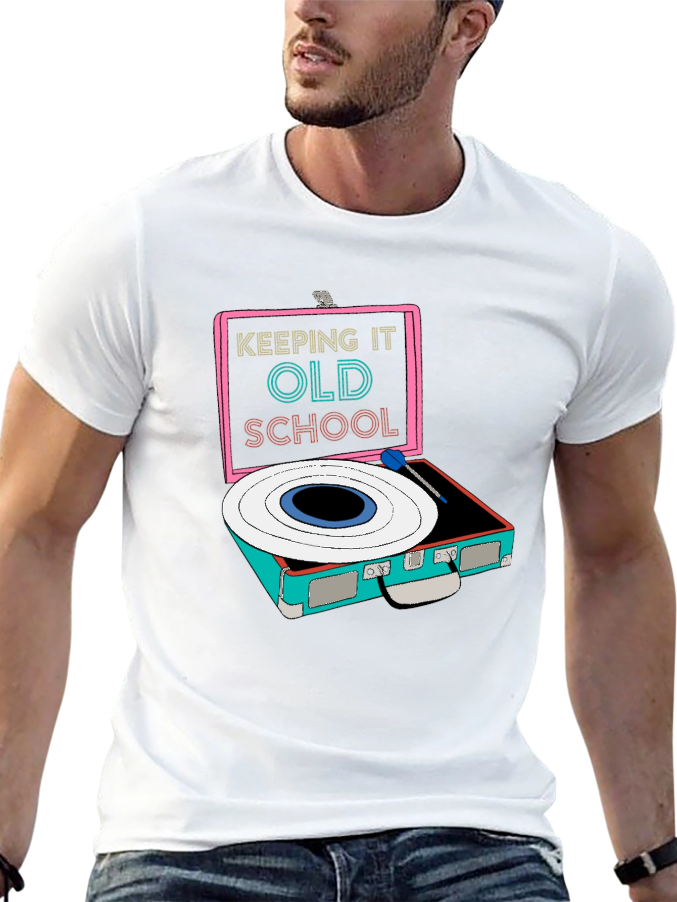 Retro Record Player Graphic Tee