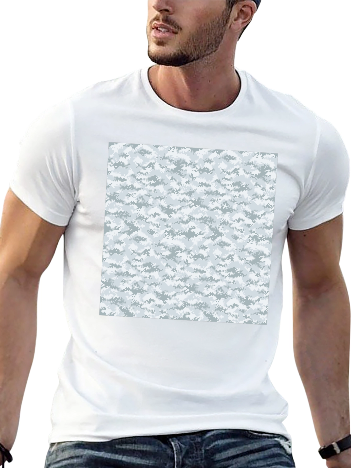 Urban Camo T-Shirt - Black Cotton Blend Modern Style