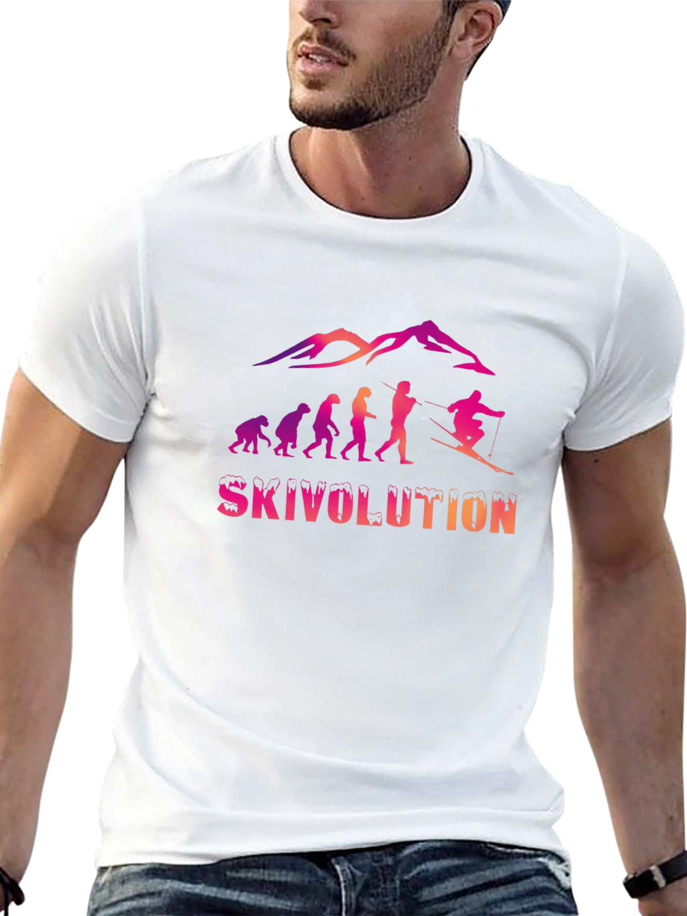 Skivolution Skiing Evolution Graphic Tee - Black