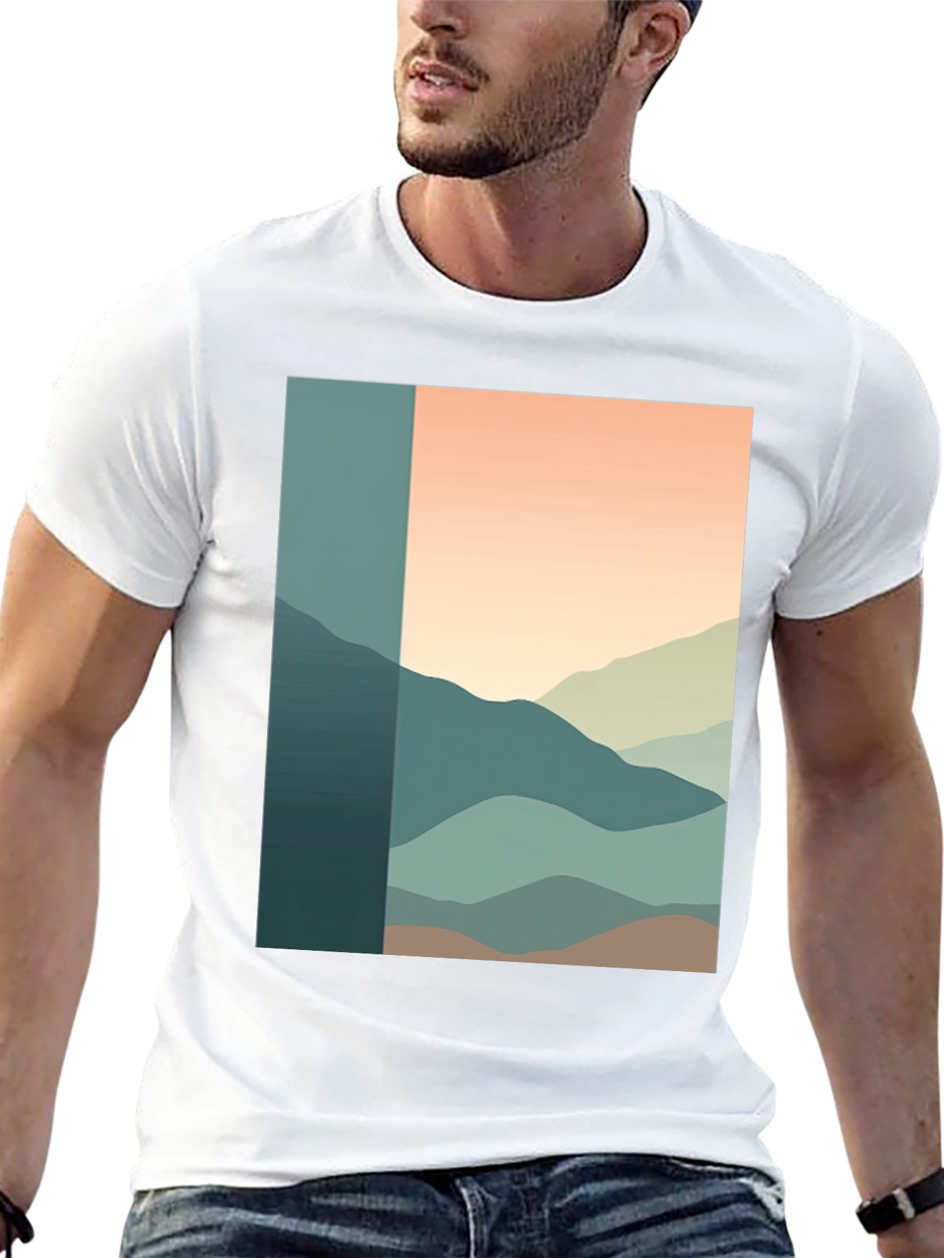 Abstract Mountain Range Graphic Tee - Black
