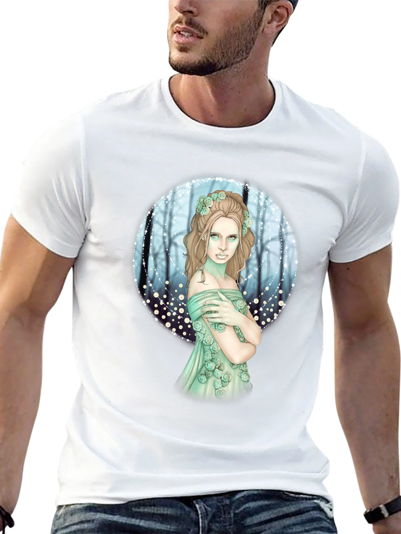 Mystic Forest Fairy Graphic Tee - Black