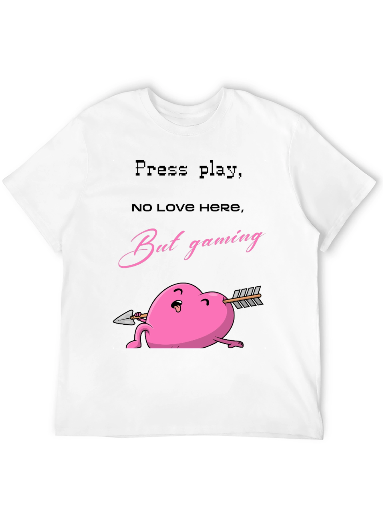 Gaming Heart T-Shirt - Press Play No Love Here
