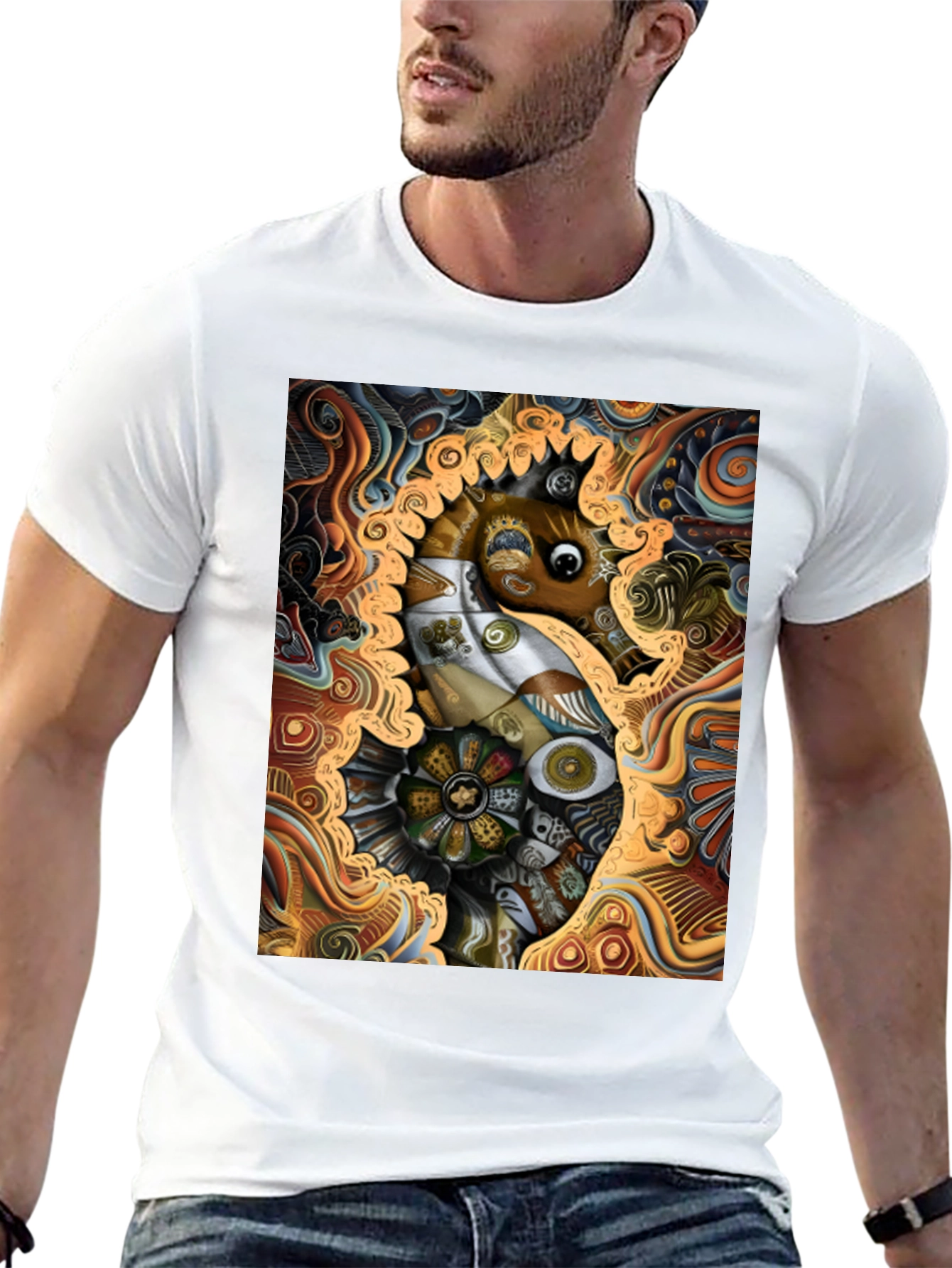 Abstract Seahorse Graphic Tee - Unique Art T-Shirt