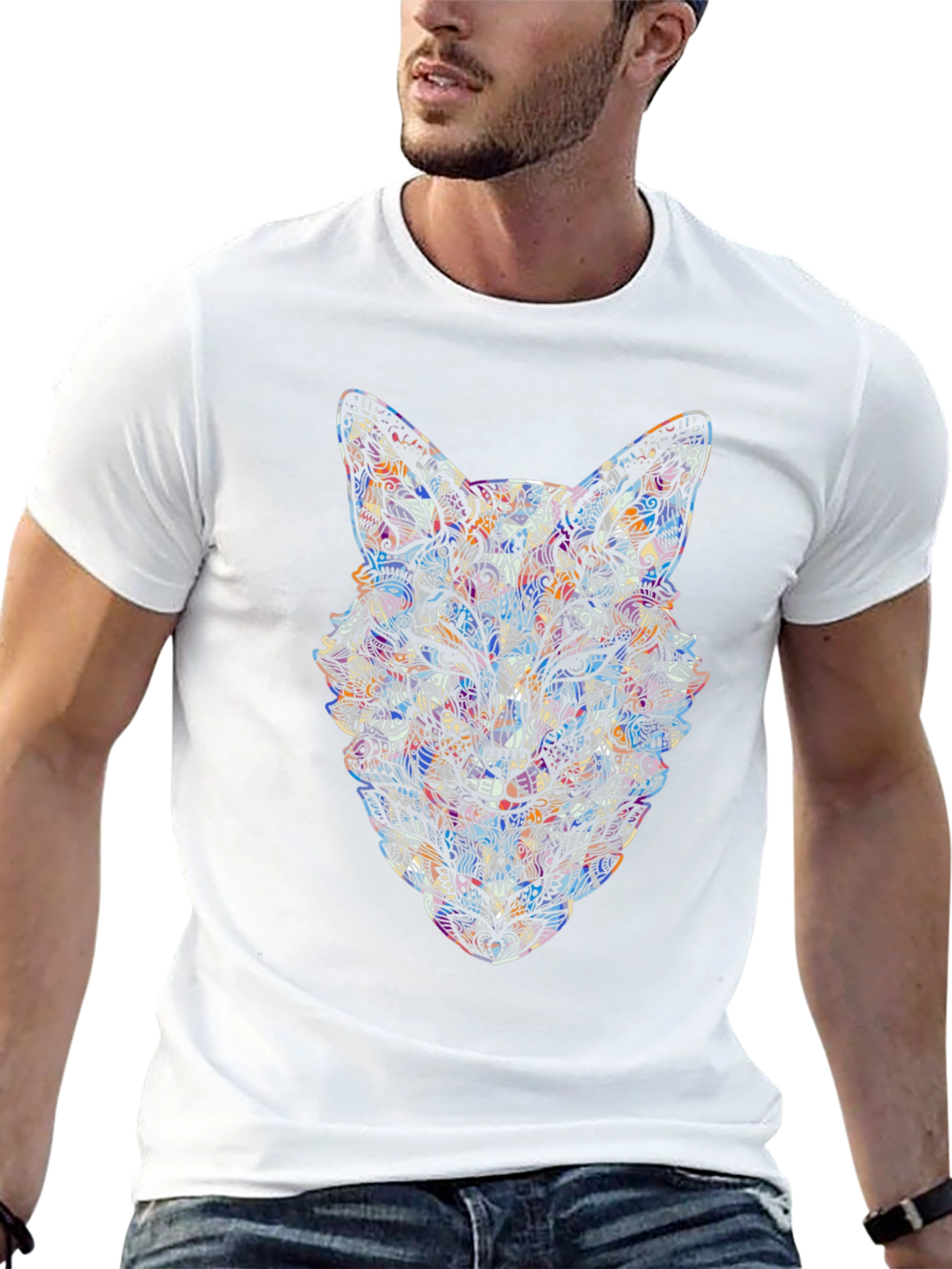 Abstract Fox Graphic Tee - Mens Black T-Shirt