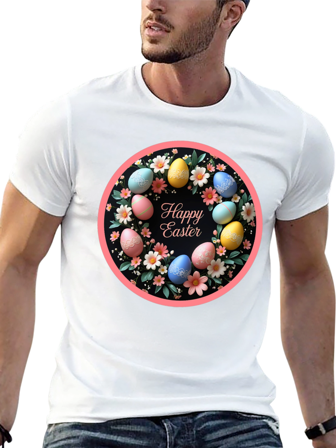 Happy Easter Egg Wreath T-Shirt