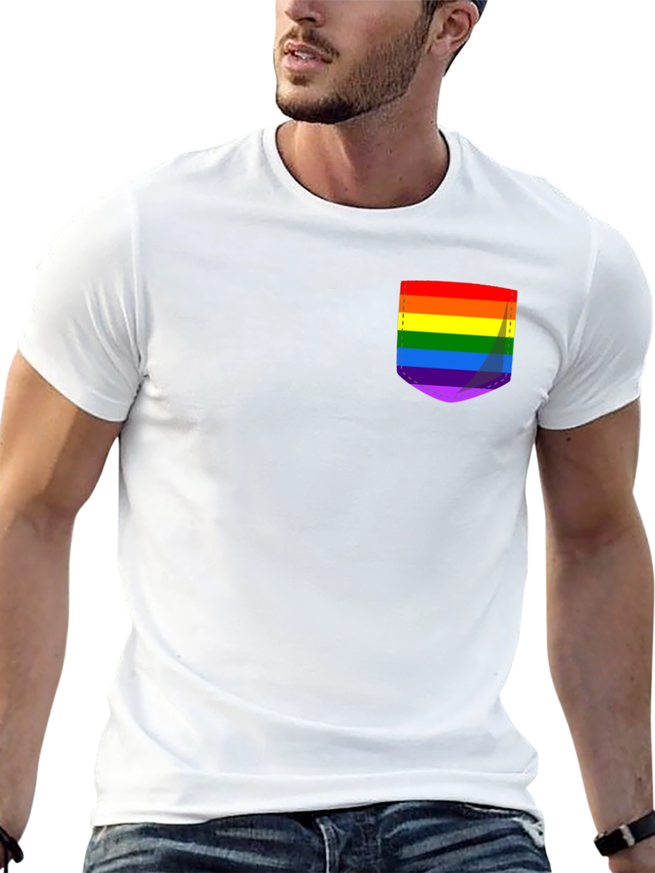 Pride Pocket Tee - Black Crew Neck Casual T-Shirt