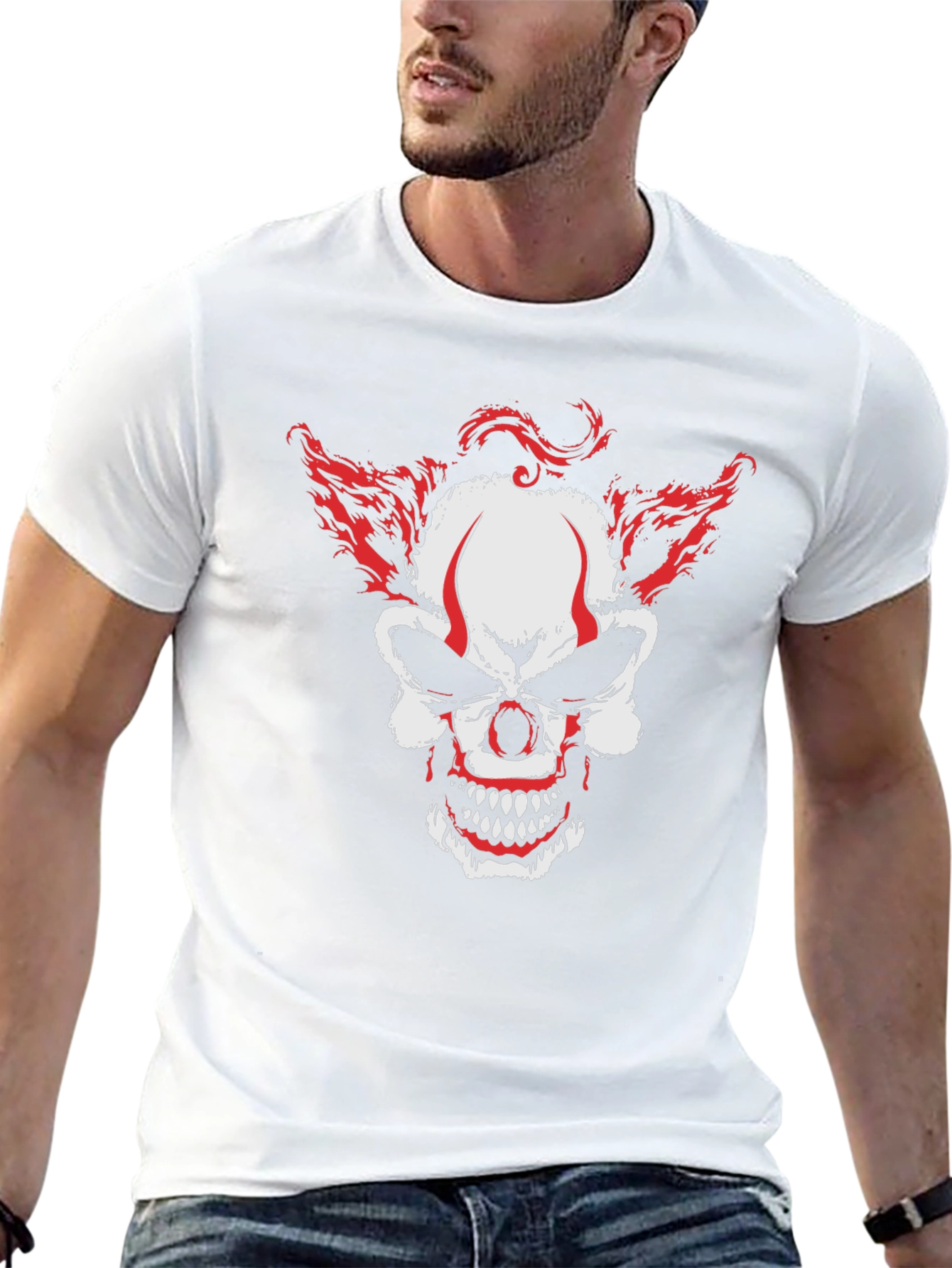 Scary Clown Skull Graphic Tee - Mens Black T-Shirt