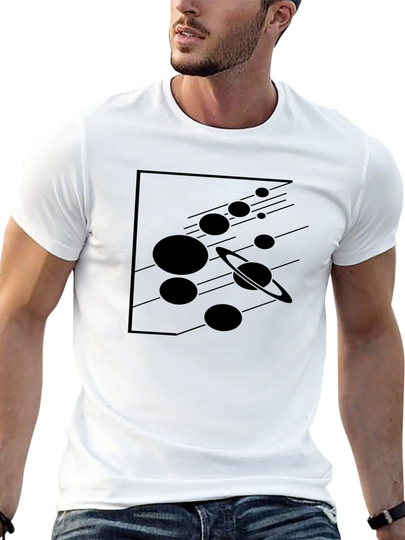 Space Planets Graphic Black T-Shirt