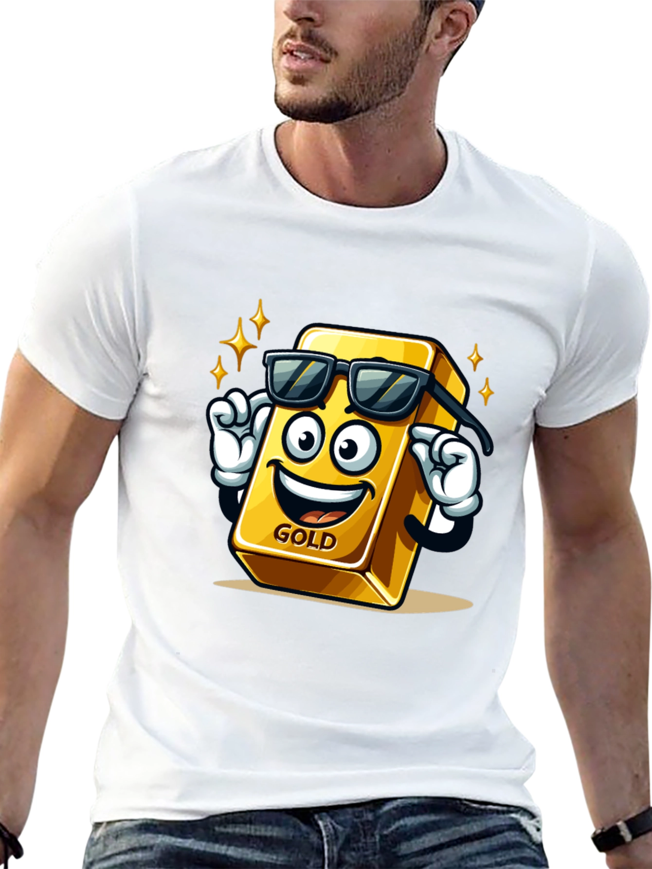 Cool Gold Bar Graphic T-Shirt