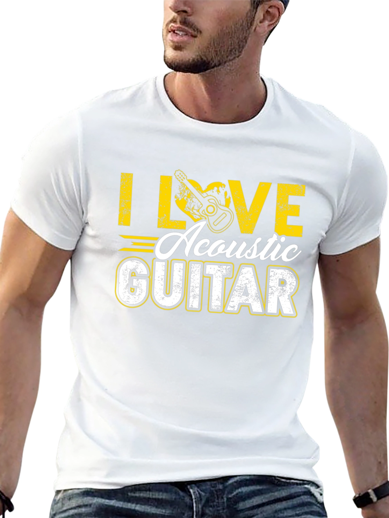 I Love Acoustic Guitar Black T-Shirt