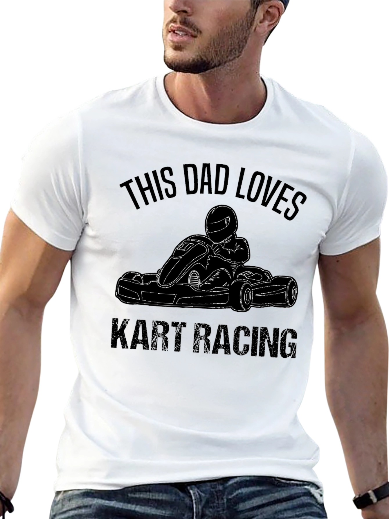 Dad Loves Kart Racing Black T-Shirt