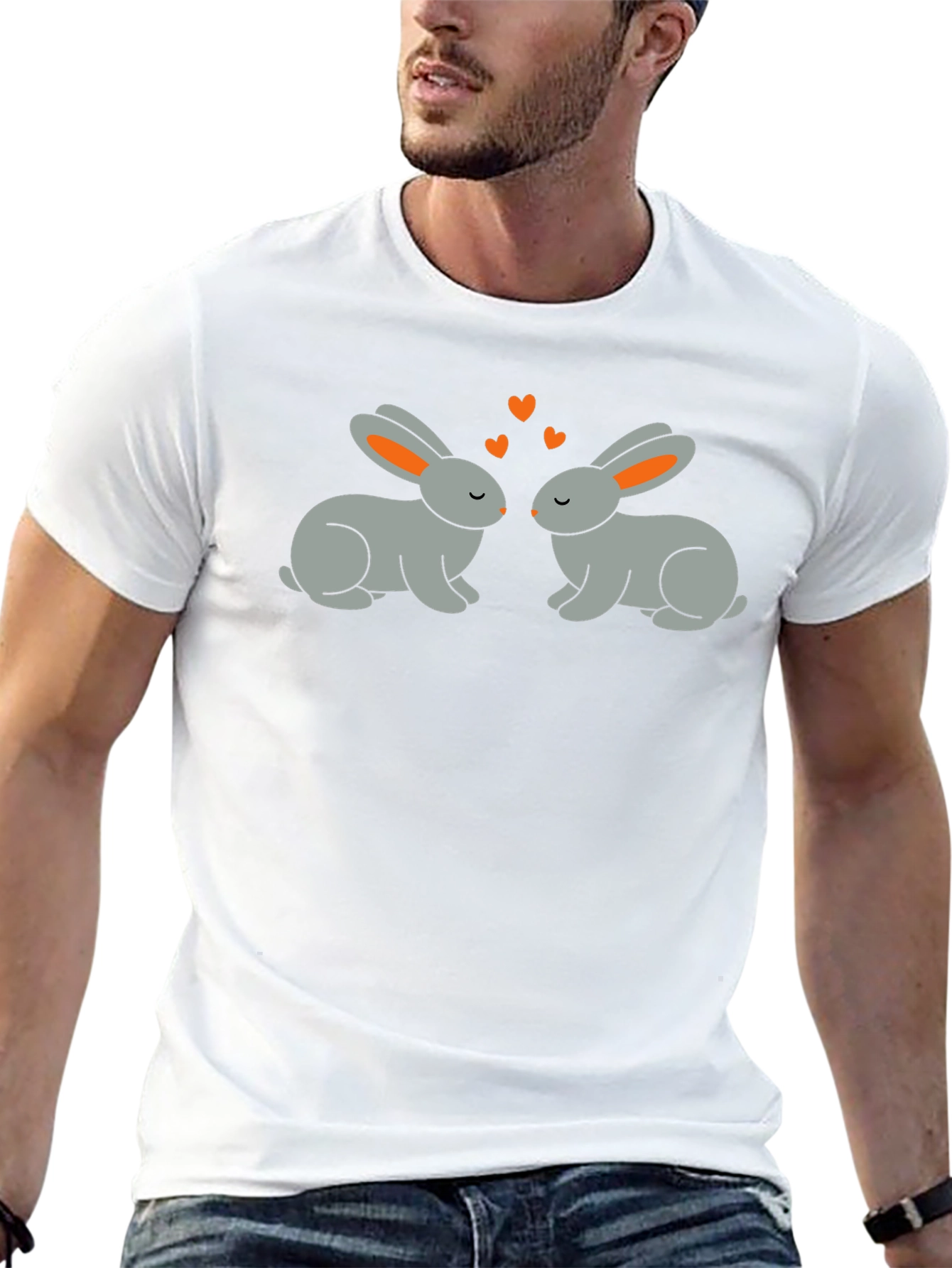 Cute Rabbit Love Graphic T-Shirt
