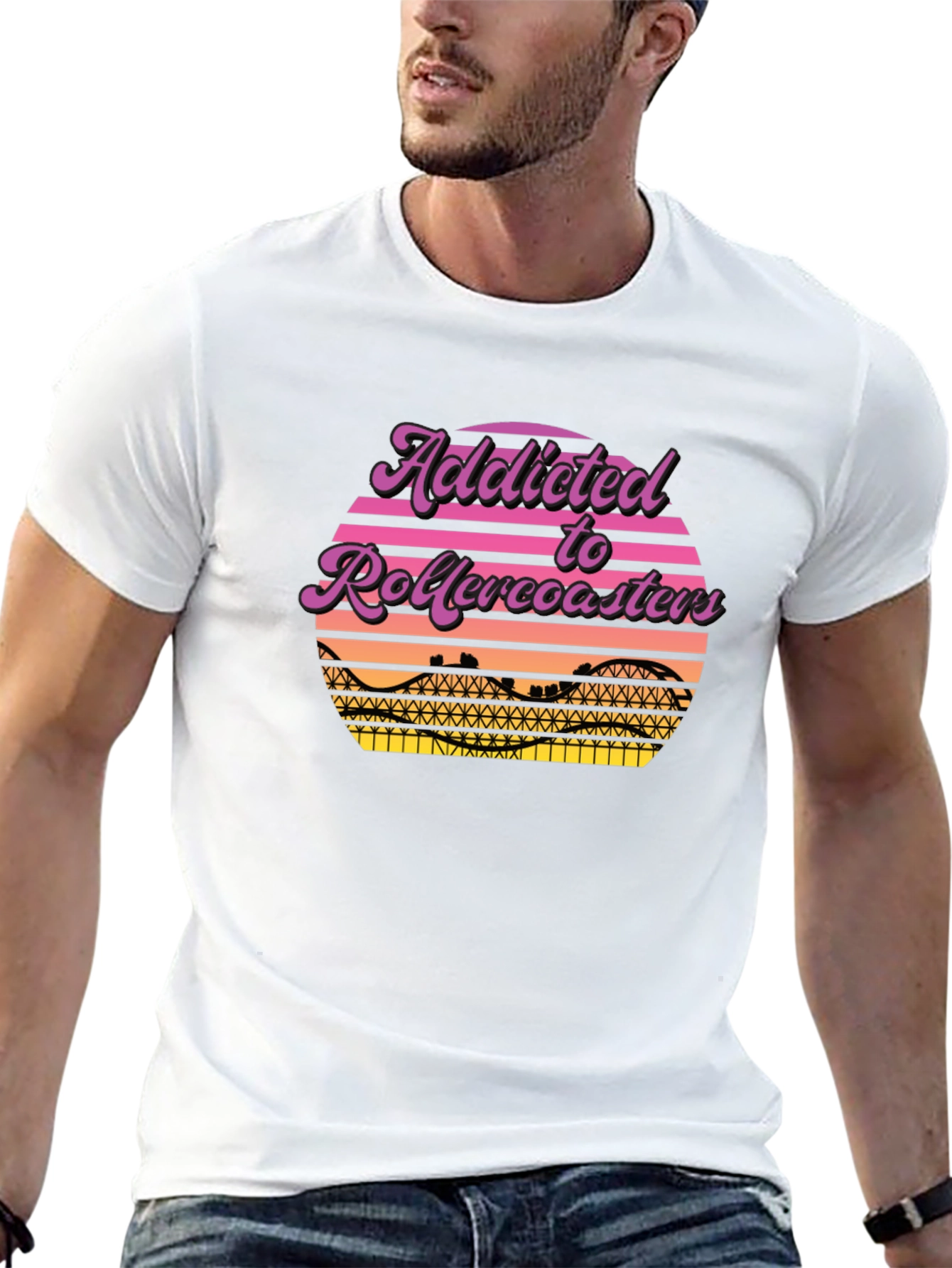 Addicted to Rollercoasters Graphic Tee - Retro Style