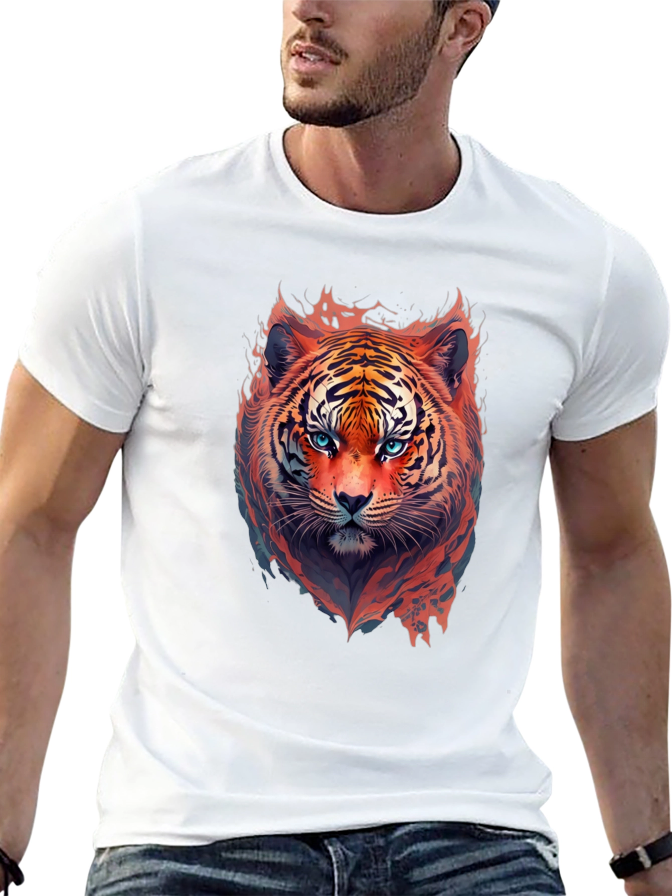 Fiery Tiger Graphic Tee - Bold Animal Print