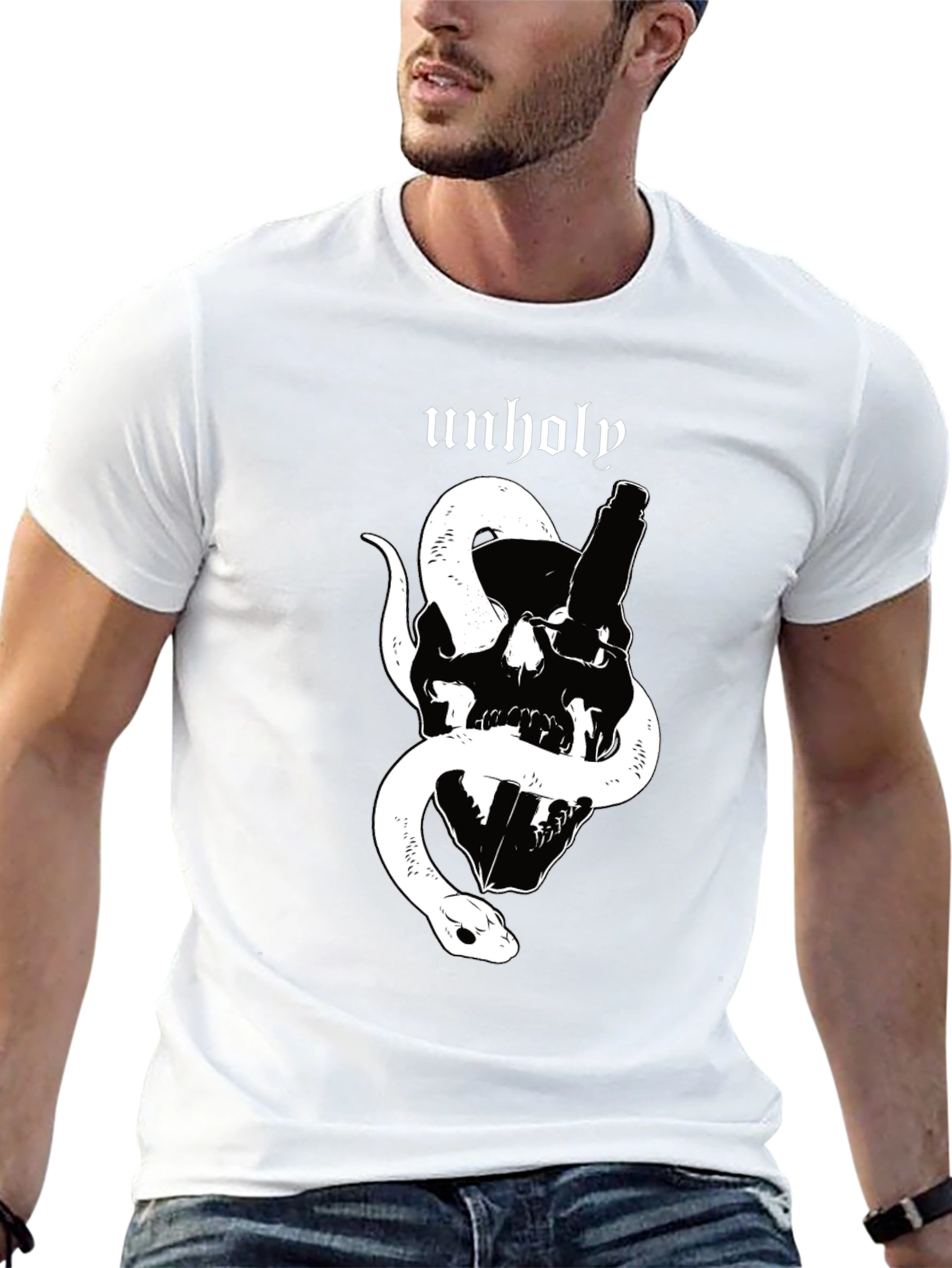 Unholy Skull & Snake Graphic T-Shirt