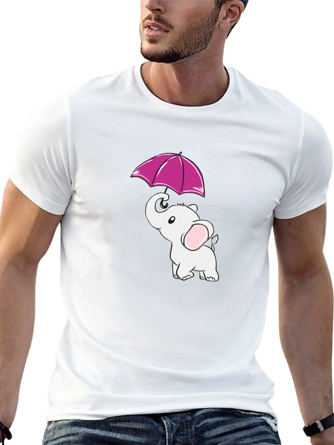 Elephant Umbrella Black T-Shirt