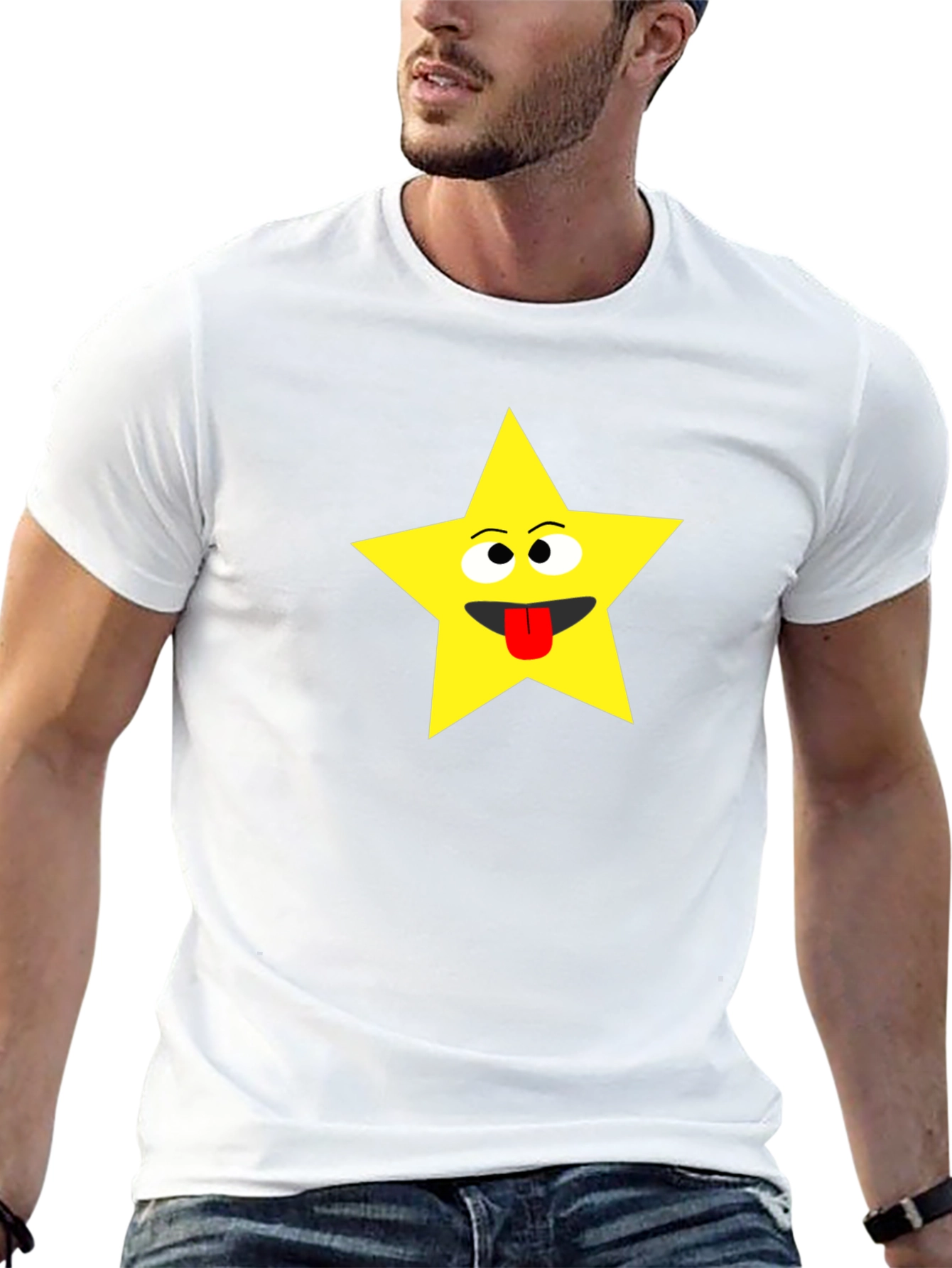 Funny Star Face Black T-Shirt