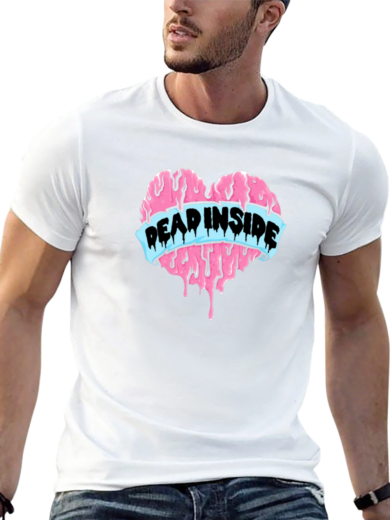 Dead Inside Heart Graphic Tee - Black Cotton T-Shirt