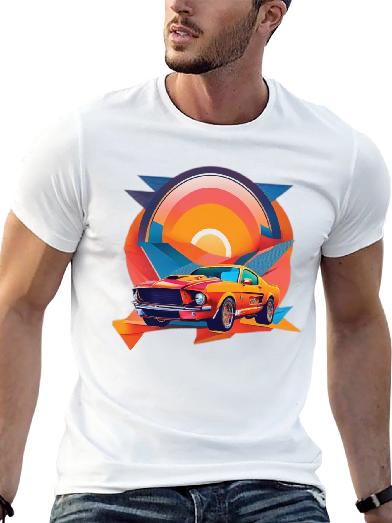 Retro Muscle Car Graphic Tee - Black