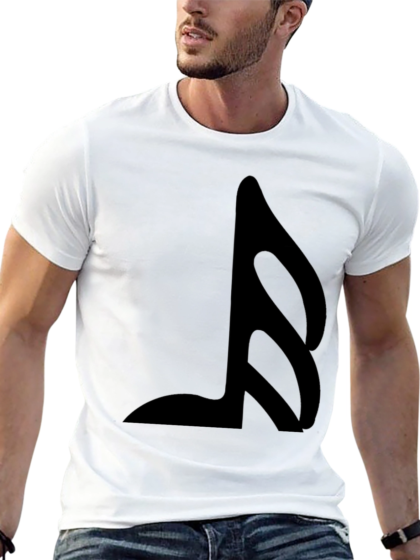 Stylish Black T-Shirt with Music Note Graphic
