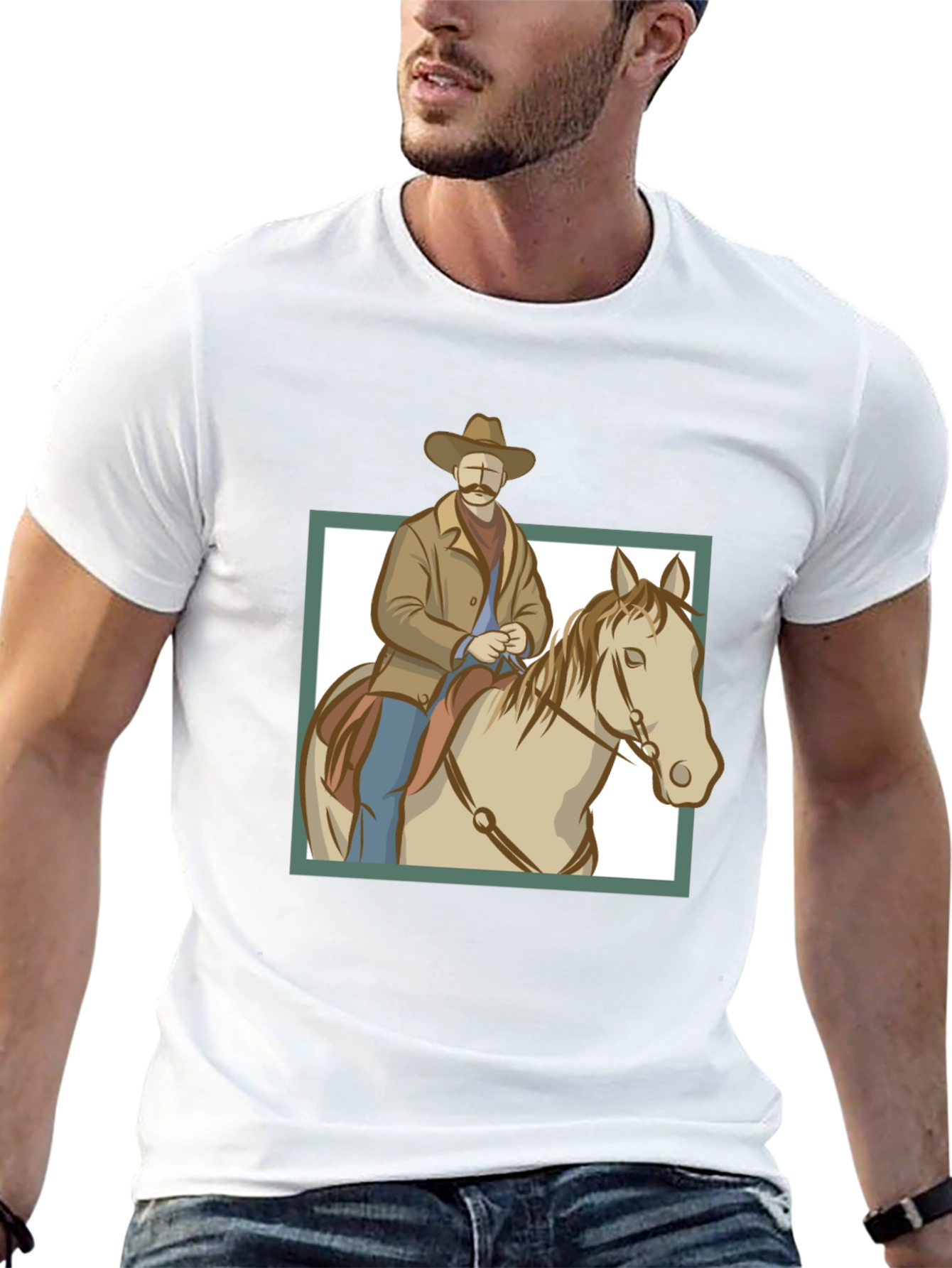 Cowboy Riding Horse Graphic T-Shirt