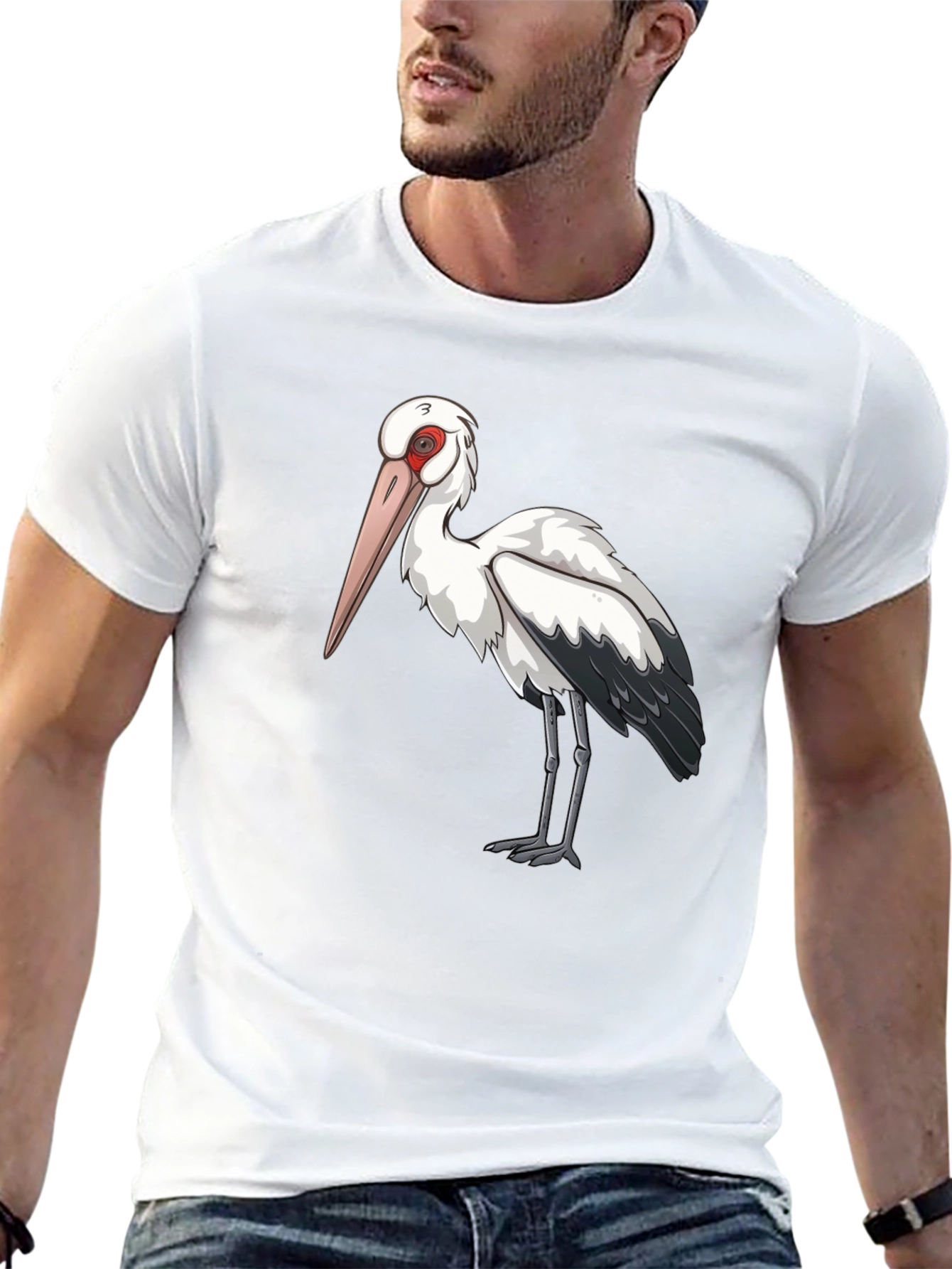 Stork Graphic Tee - Cool Bird Lover Shirt