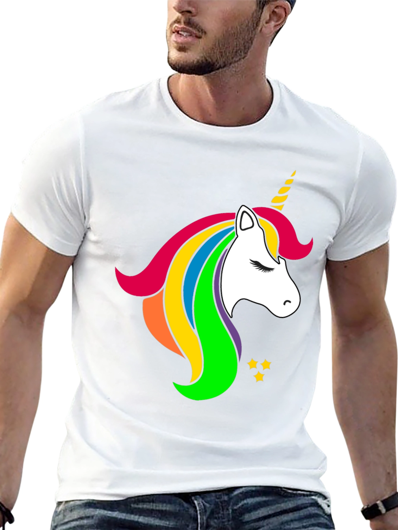 Rainbow Unicorn Graphic Black T-Shirt