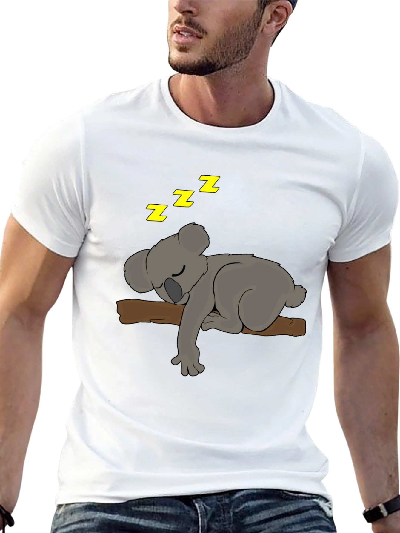 Cute Sleeping Koala Bear T-Shirt - Black Tee