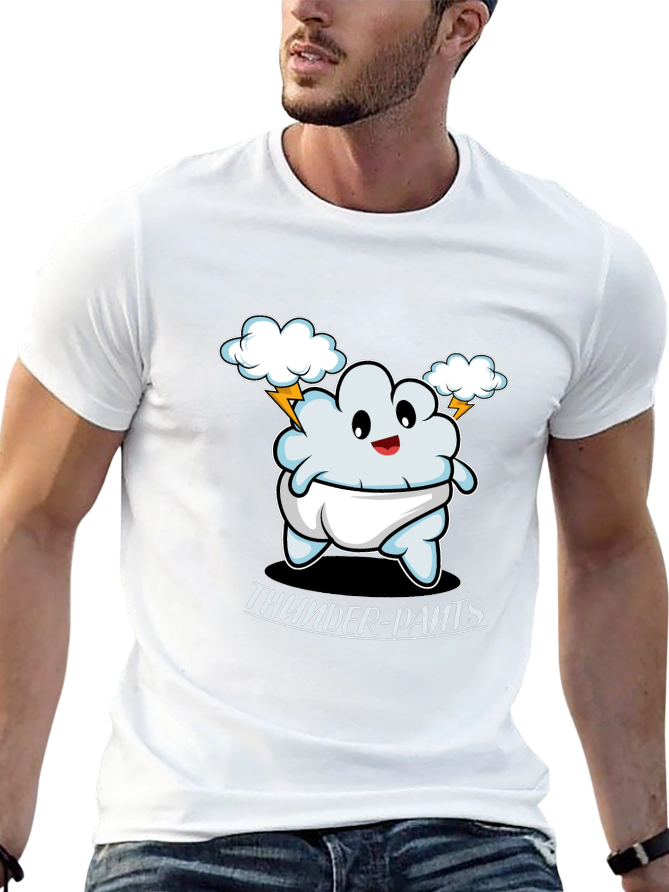 Thunder Pants Cartoon Graphic T-Shirt