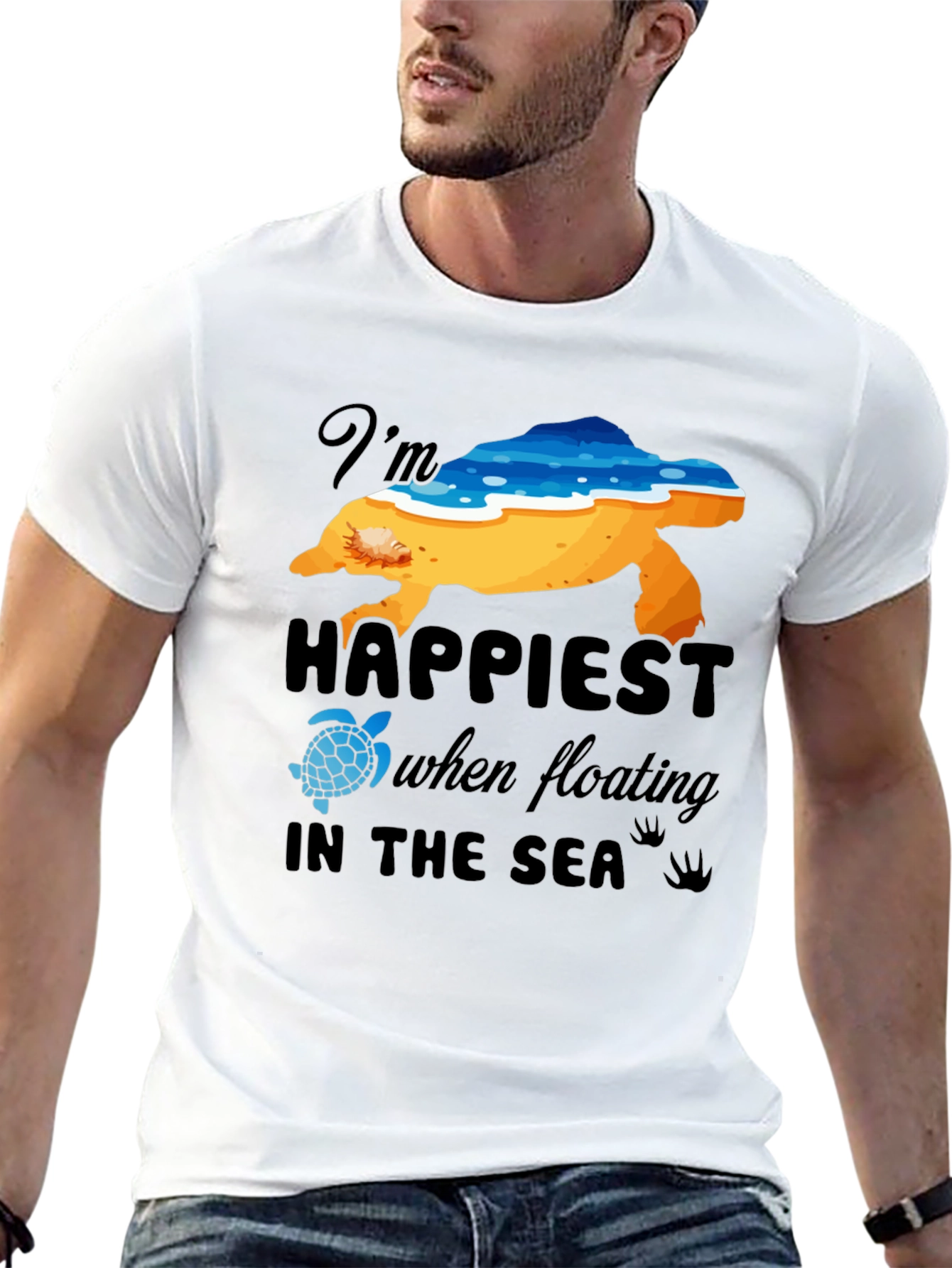 Happiest in the Sea Turtle Graphic Tee - Black